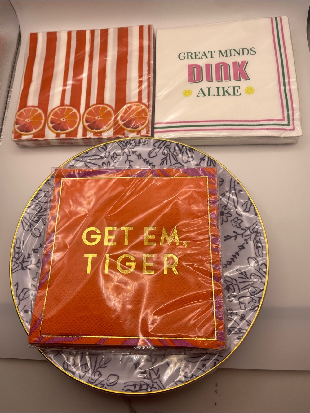 Celebrate It Orange & Gold "Get Em, Tiger" Beverage Napkins